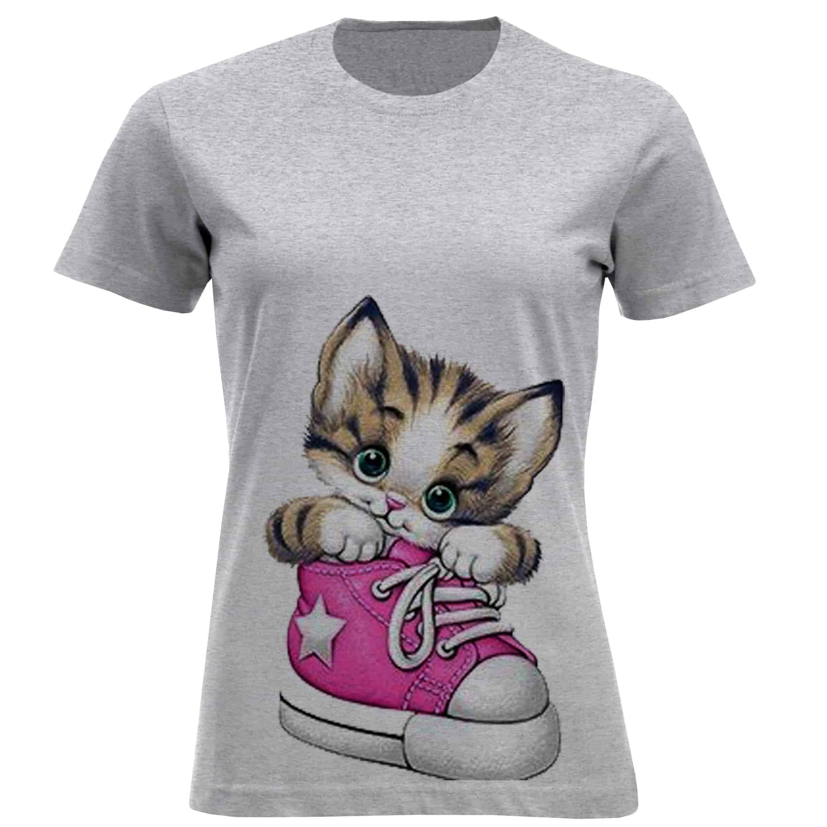 تی شرت آستین کوتاه زنانه مدل کتونی گربه F14860